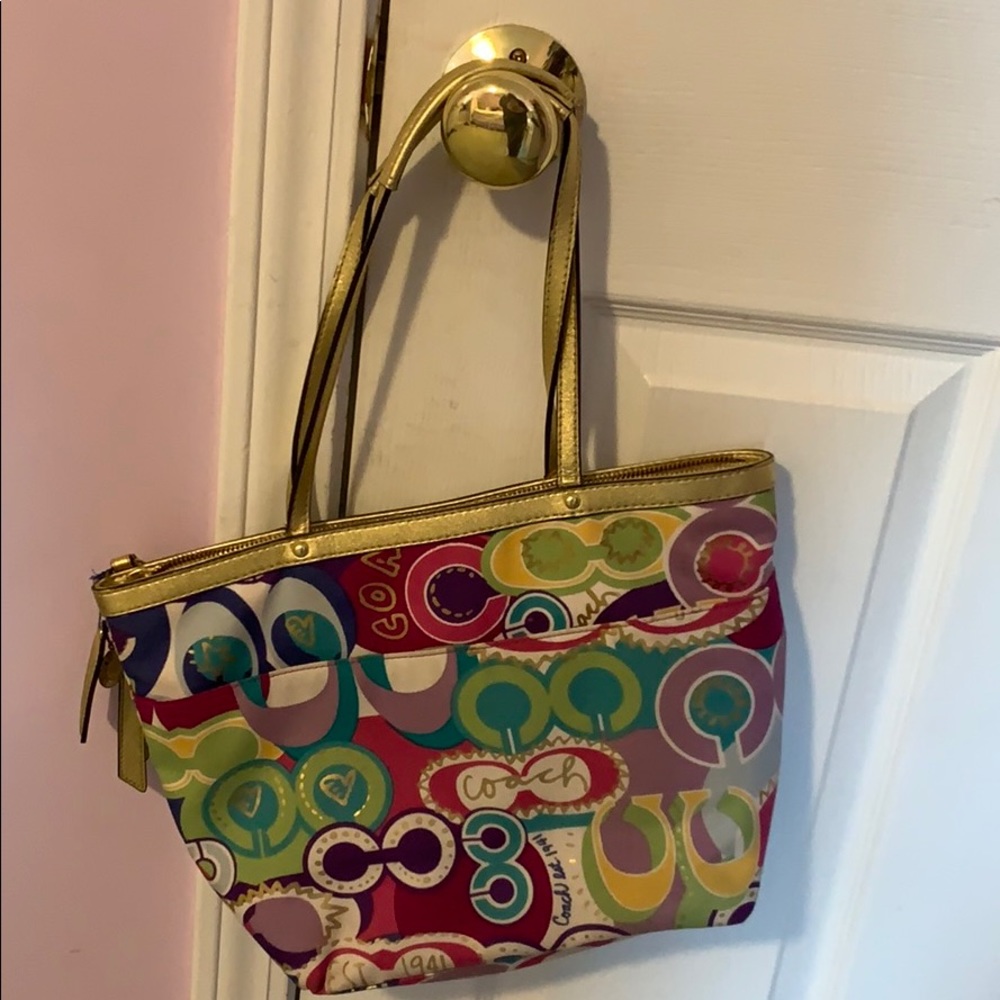 Coach Pink and Gold Shoulder Bag